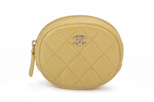 Chanel NIB Iridescent Yellow Coin Case