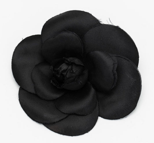 Chanel Vintage Camellia Pin Black 1985