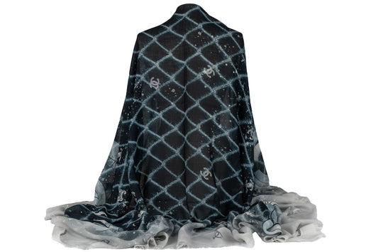 Chanel New Cashmere Shawl Black Blue