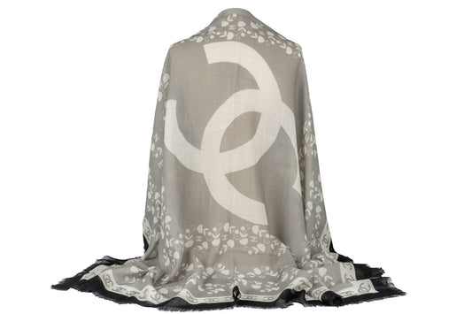 Chanel New Cashmere Shawl Grey White