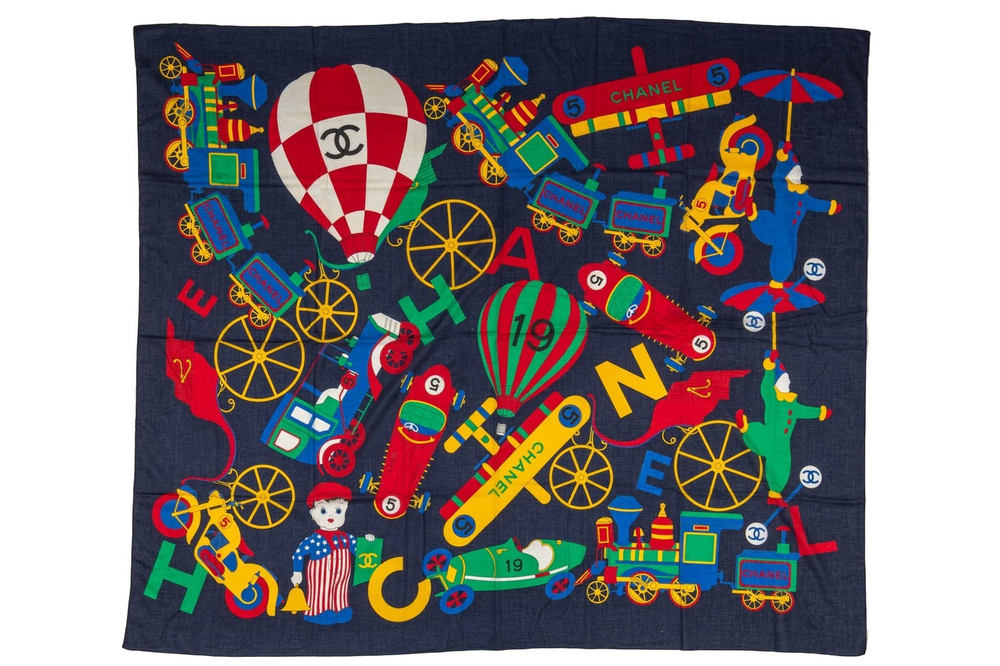 Chanel Vintage Navy Cotton Toys Sarong
