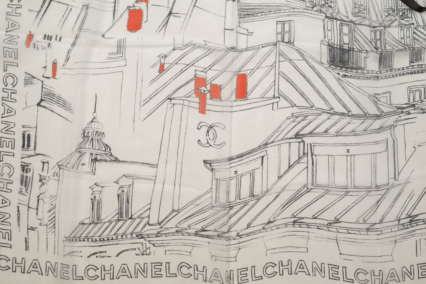 Chanel New "CC Roof" Shawl White Black