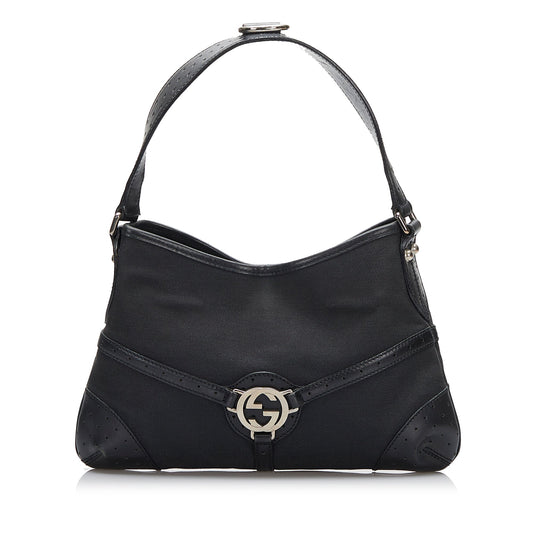 Gucci Leather Canvas Shoulder Bag