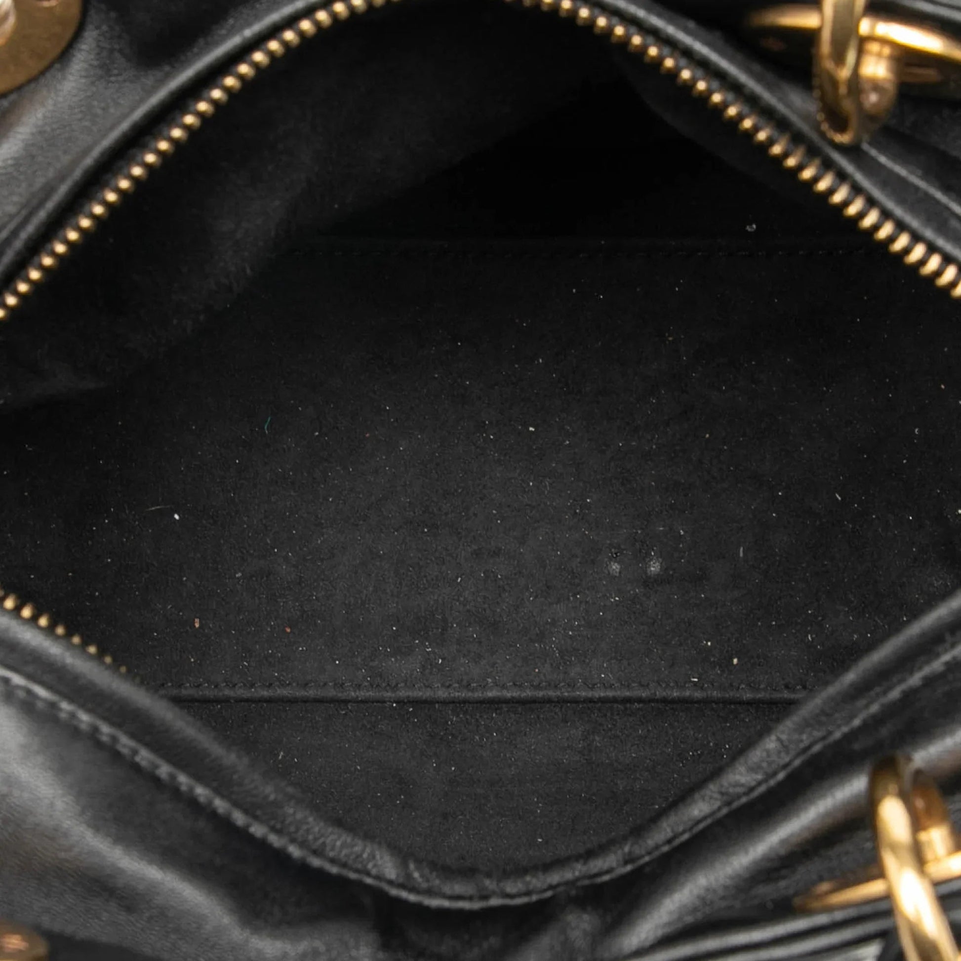 Black Dior Medium Lambskin Cannage Studded Supple Lady Dior Satchel