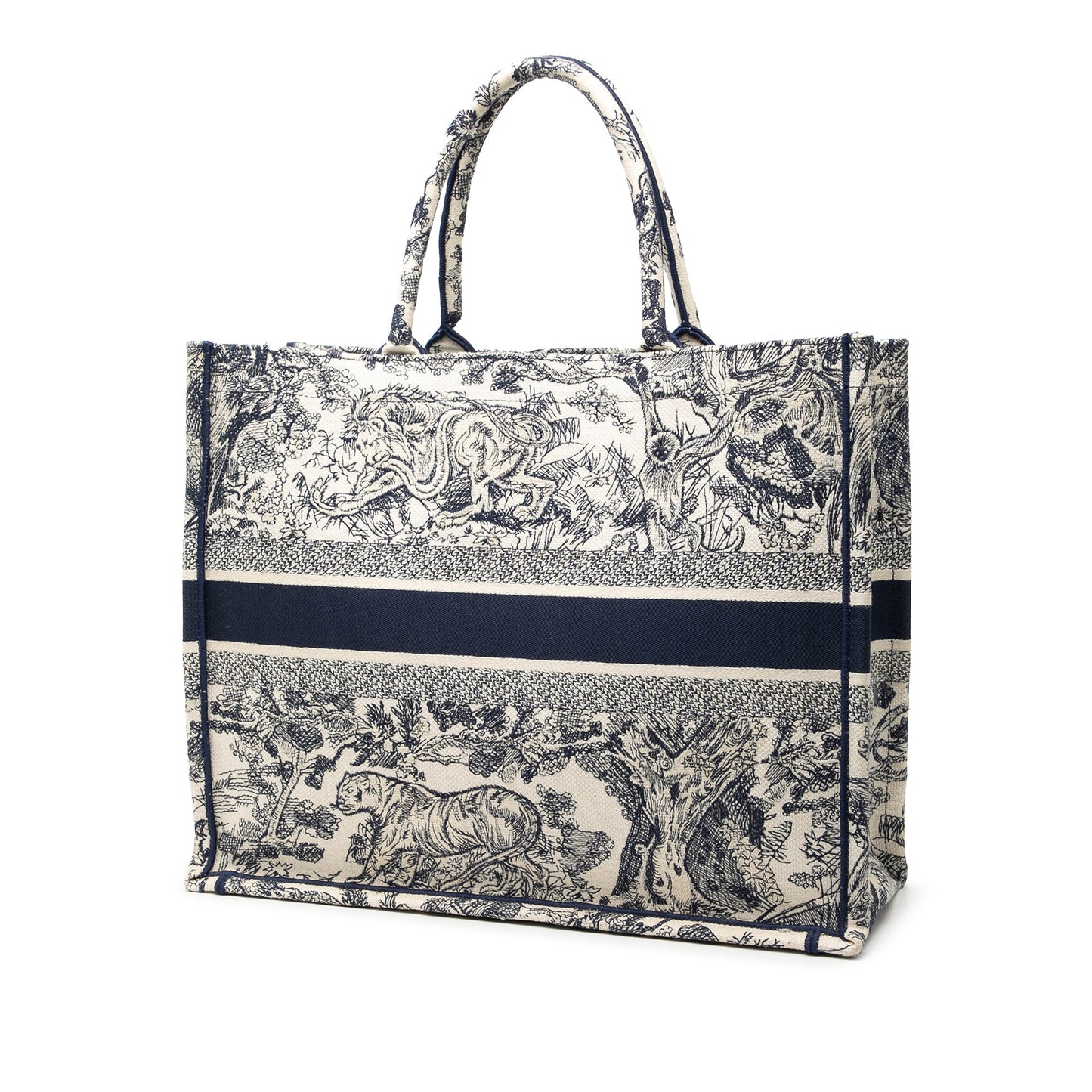 Blue Dior Large Canvas Embroidered Dioriviera Toile De Jouy Book Tote