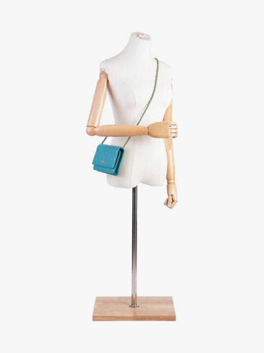 Chanel Classic Wallet on Chain Turquoise Blue Lambskin Leather