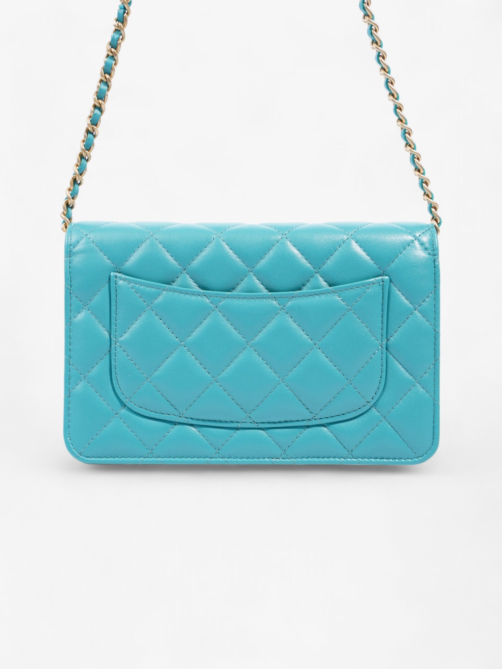 Chanel Classic Wallet on Chain Turquoise Blue Lambskin Leather