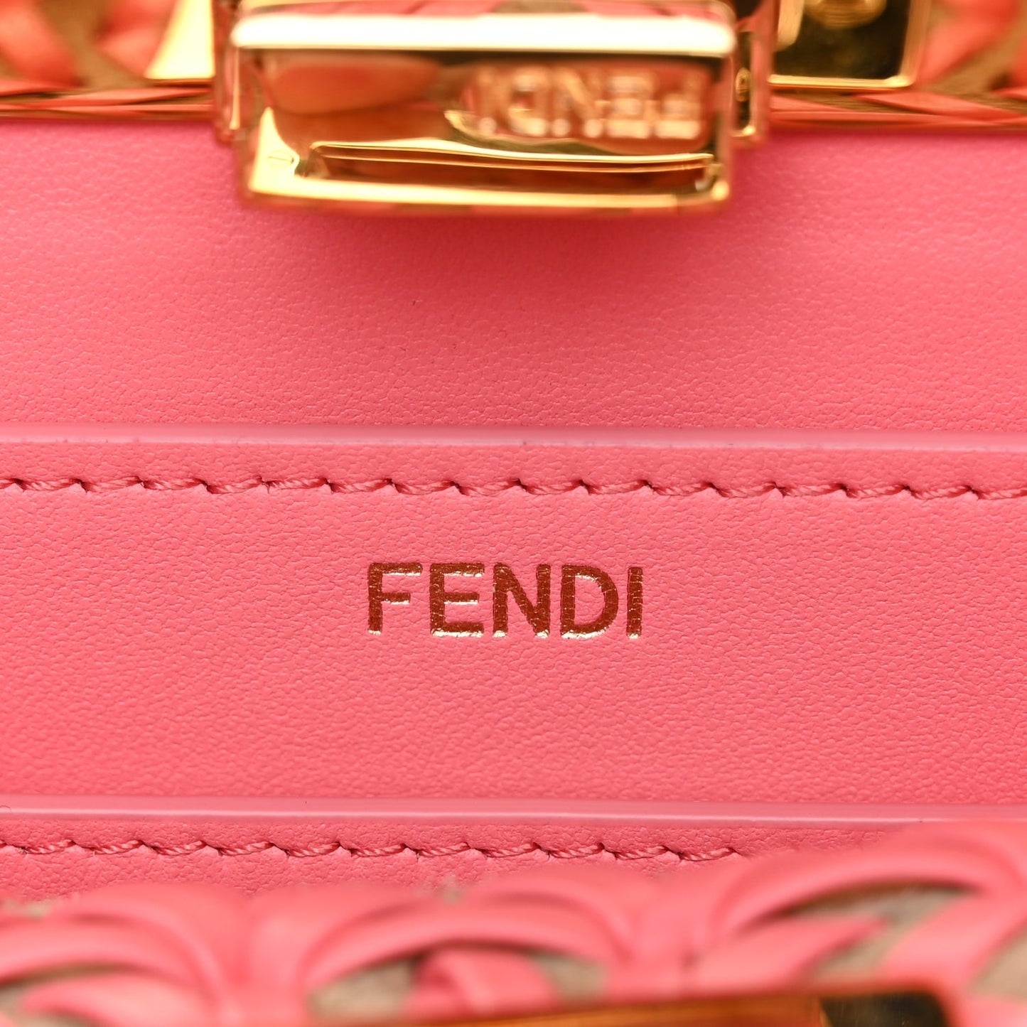 Fendi Vitello King Shiny Nappa Intreccio Small Peekaboo I SEE U Satchel Pink Dalia