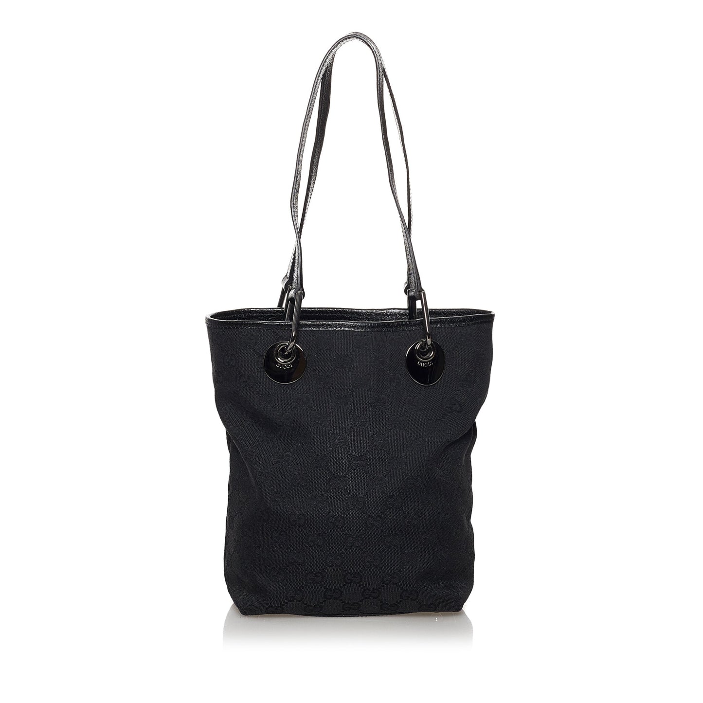 Gucci Black Leather Canvas Tote Style 18