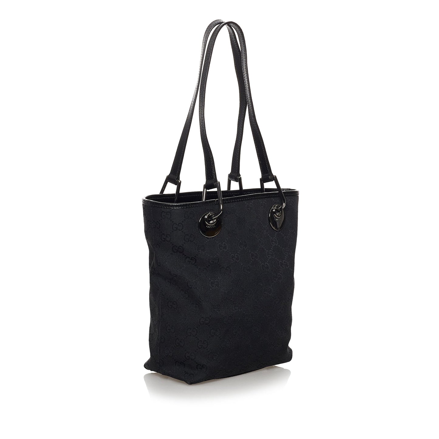 Gucci Black Leather Canvas Tote Style 18