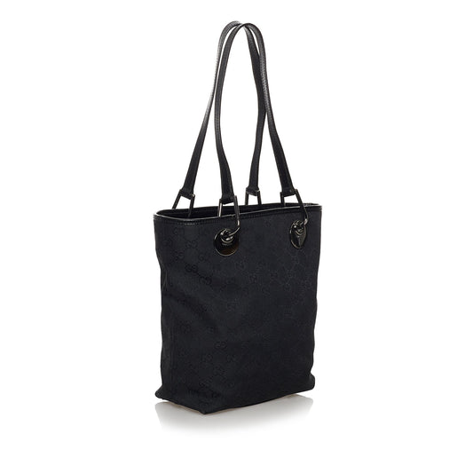 Gucci Black Leather Canvas Tote Style 18