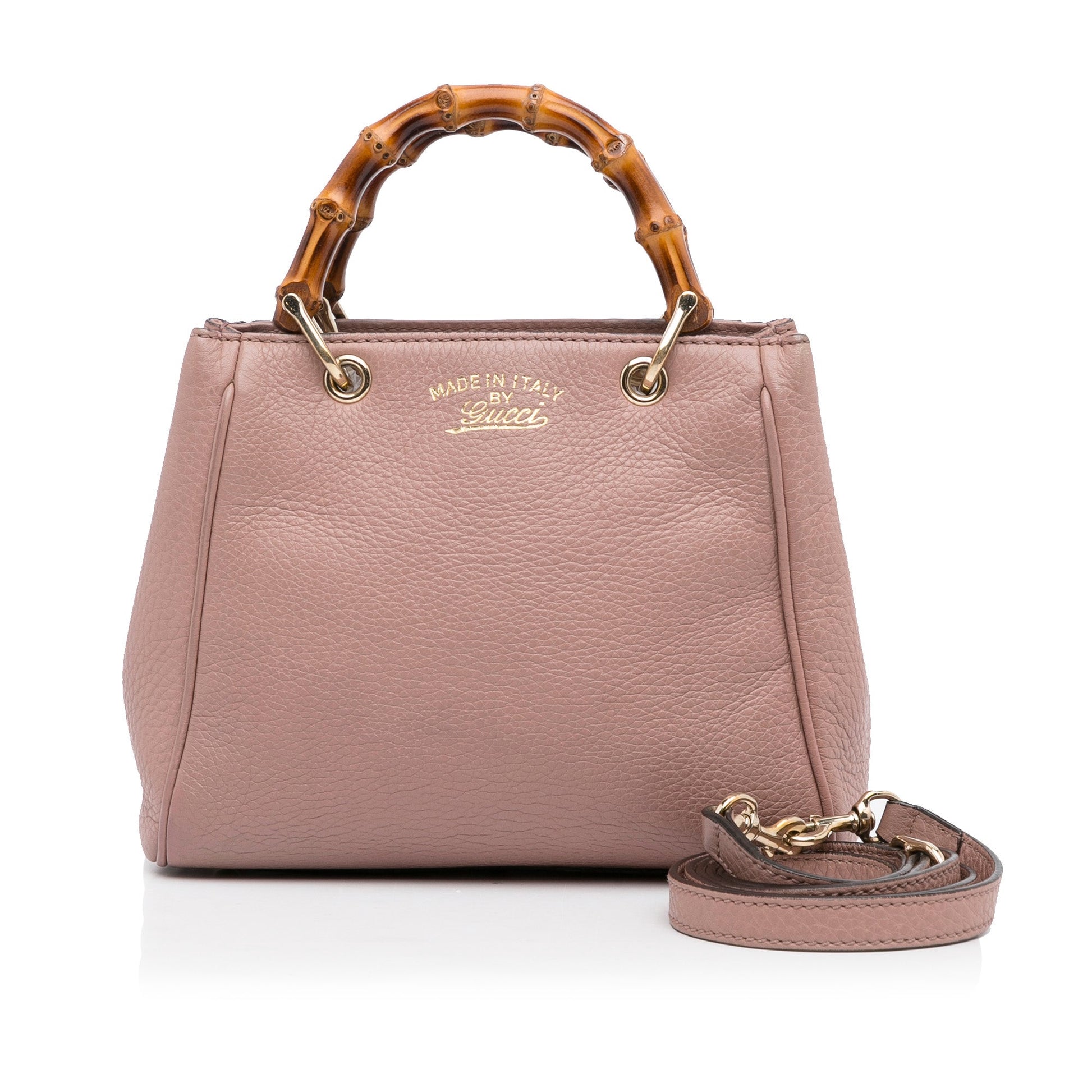Gucci Bamboo Pink Leather Tote