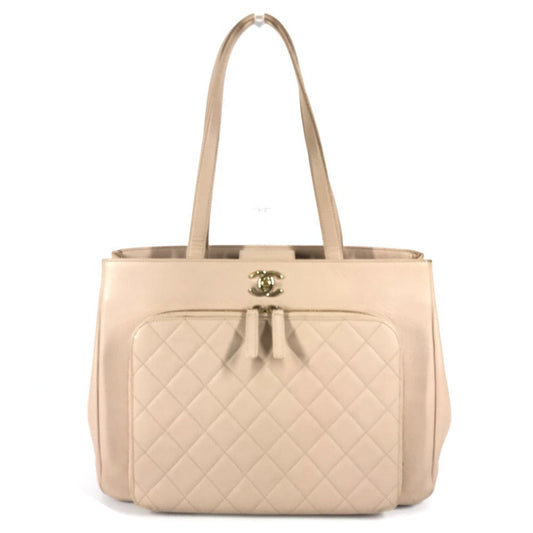 CHANEL Shoulder Bag Caviar skin beige CC COCO Mark business affinity shopping Women
