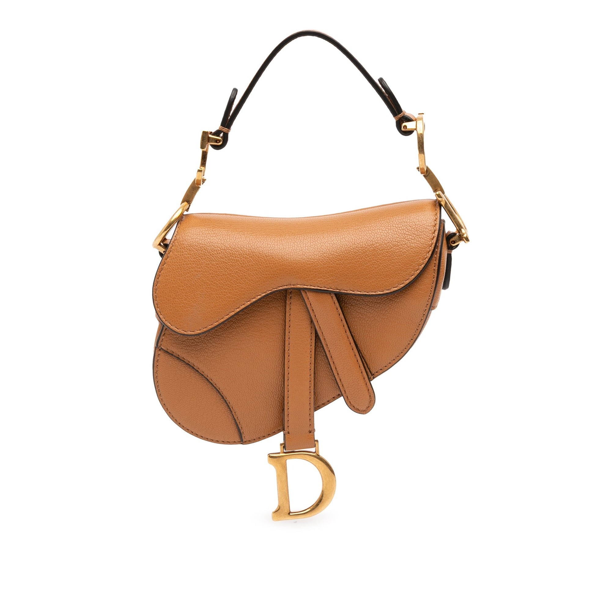 Brown Dior Micro Goatskin Saddle Bag Satchel
