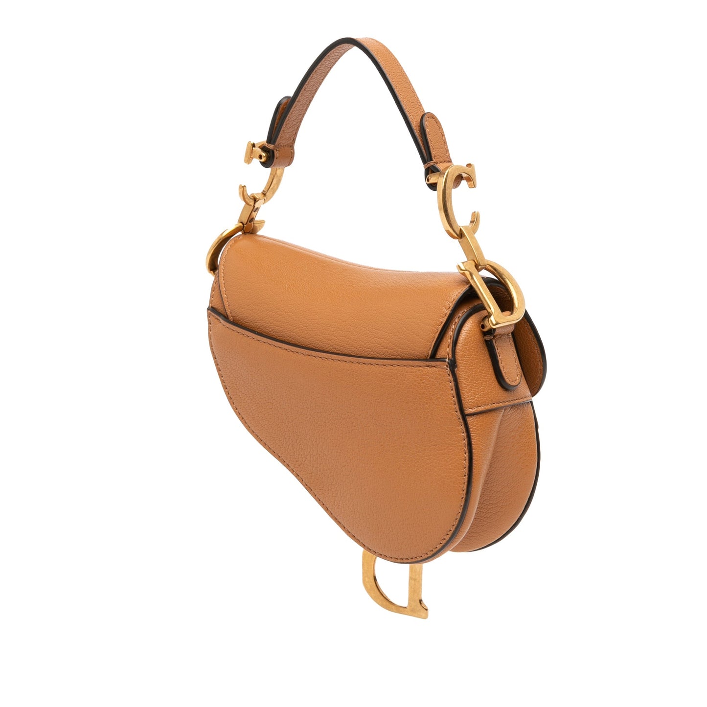 Brown Dior Micro Goatskin Saddle Bag Satchel