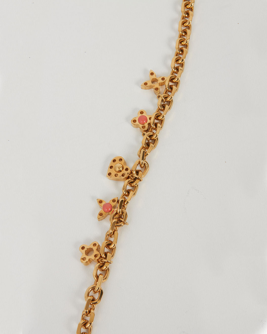 Louis Vuitton Gold Tone Pendant Heart Shape & Flower Necklace