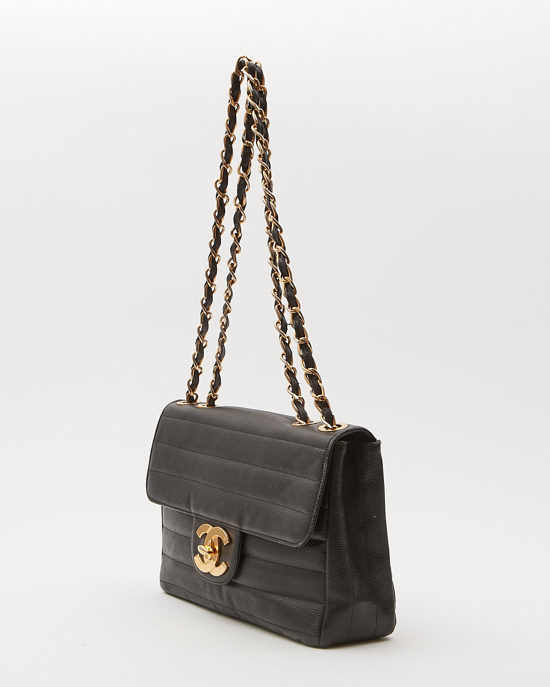 Chanel Black Caviar Vertical XL Jumbo Flap Bag