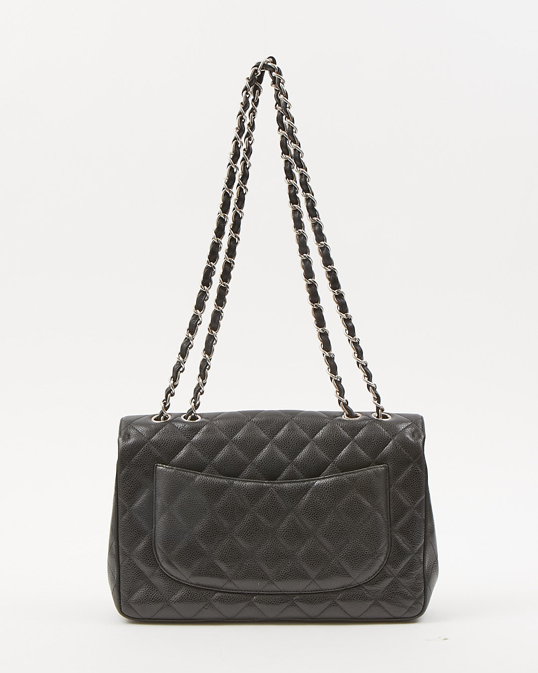Chanel Black Caviar Quilted Jumbo Classic Single Flap Bag
