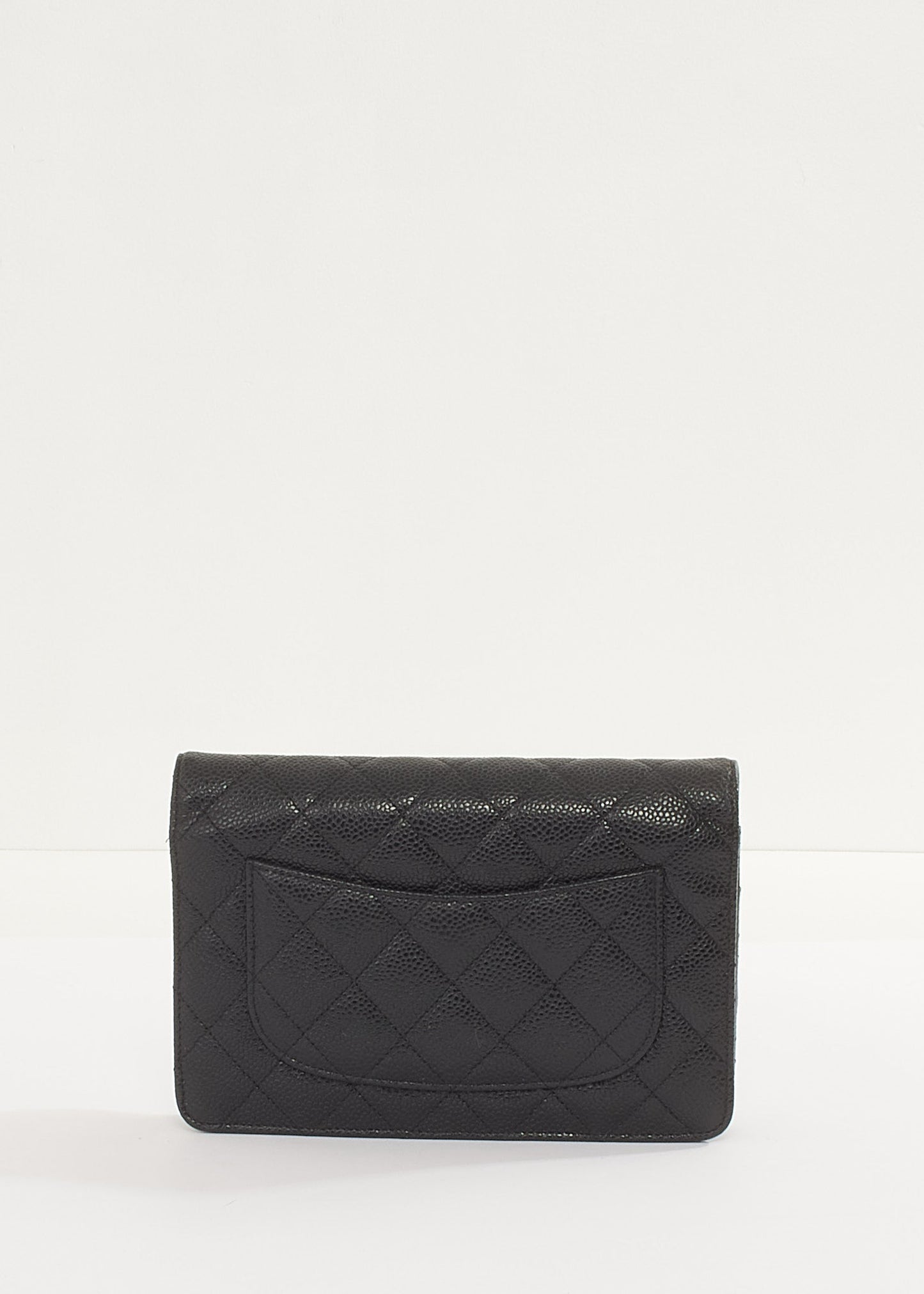 Chanel Black Caviar Leather with Gold Hardware Wallet On Chain