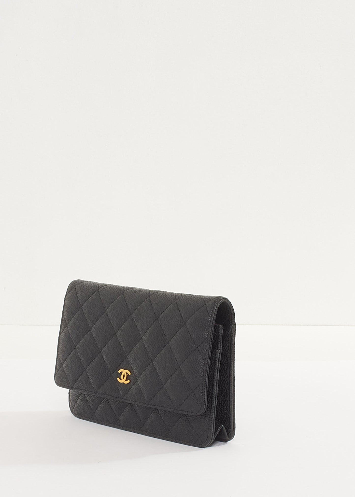 Chanel Black Caviar Leather with Gold Hardware Wallet On Chain