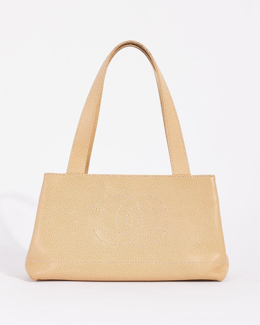 Chanel Beige Caviar Leather CC Logo Tote