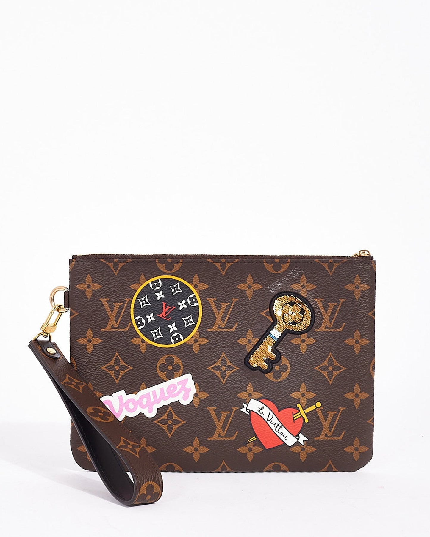 Louis Vuitton Monogram Canvas Patches City Wristlet Pouch Bag