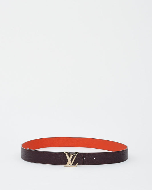 Louis Vuitton Orange/Eggplant Leather Reversible Logo Belt - 85/34