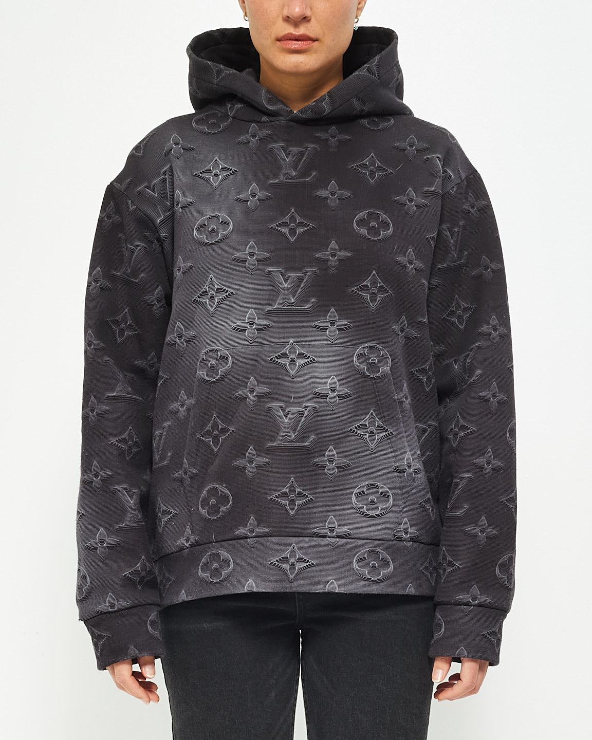 Louis Vuitton Black/Grey 3D Monogram Hoodie Sweatshirt - M