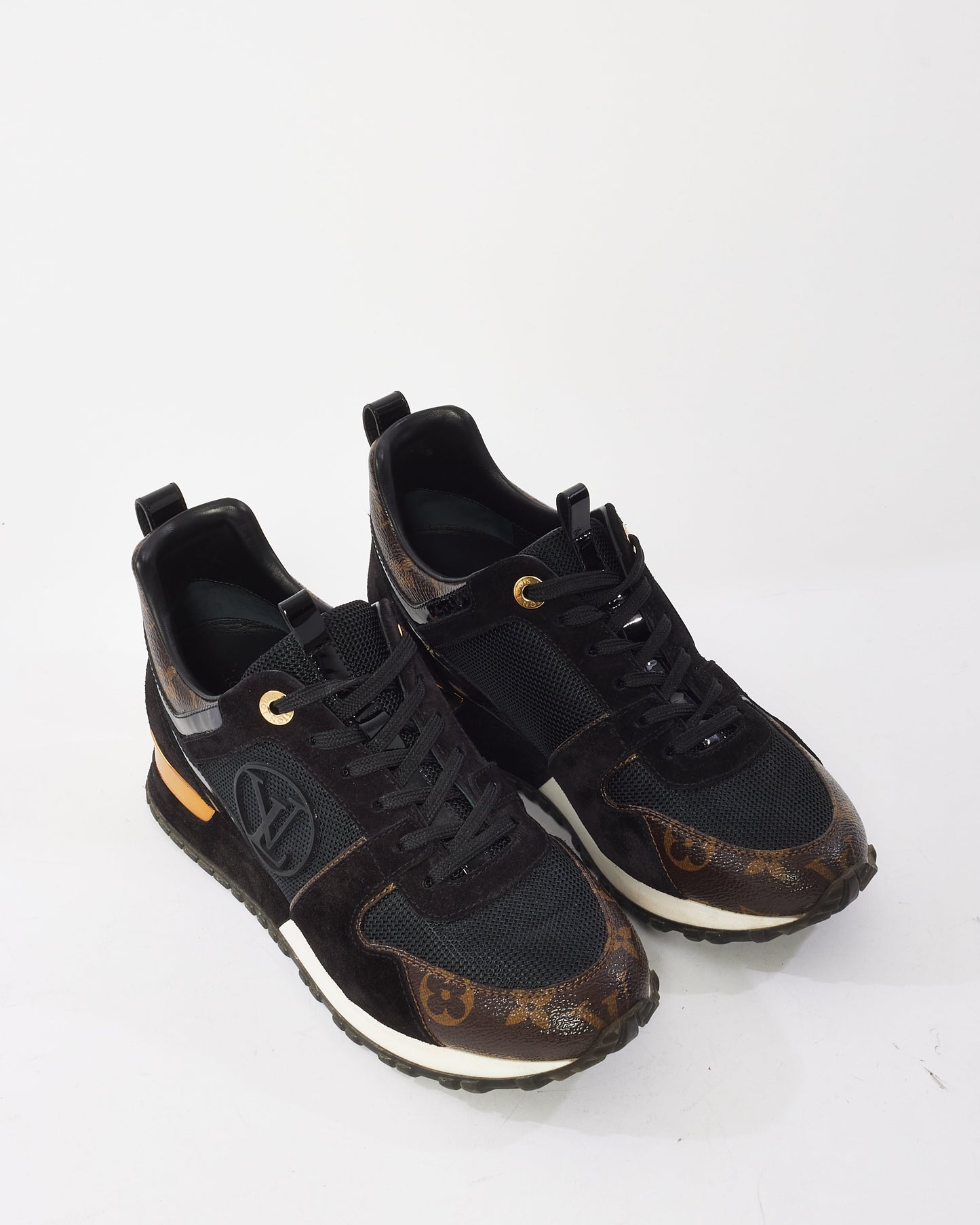 Louis Vuitton Black Suede & Monogram Run Away Sneaker - 37