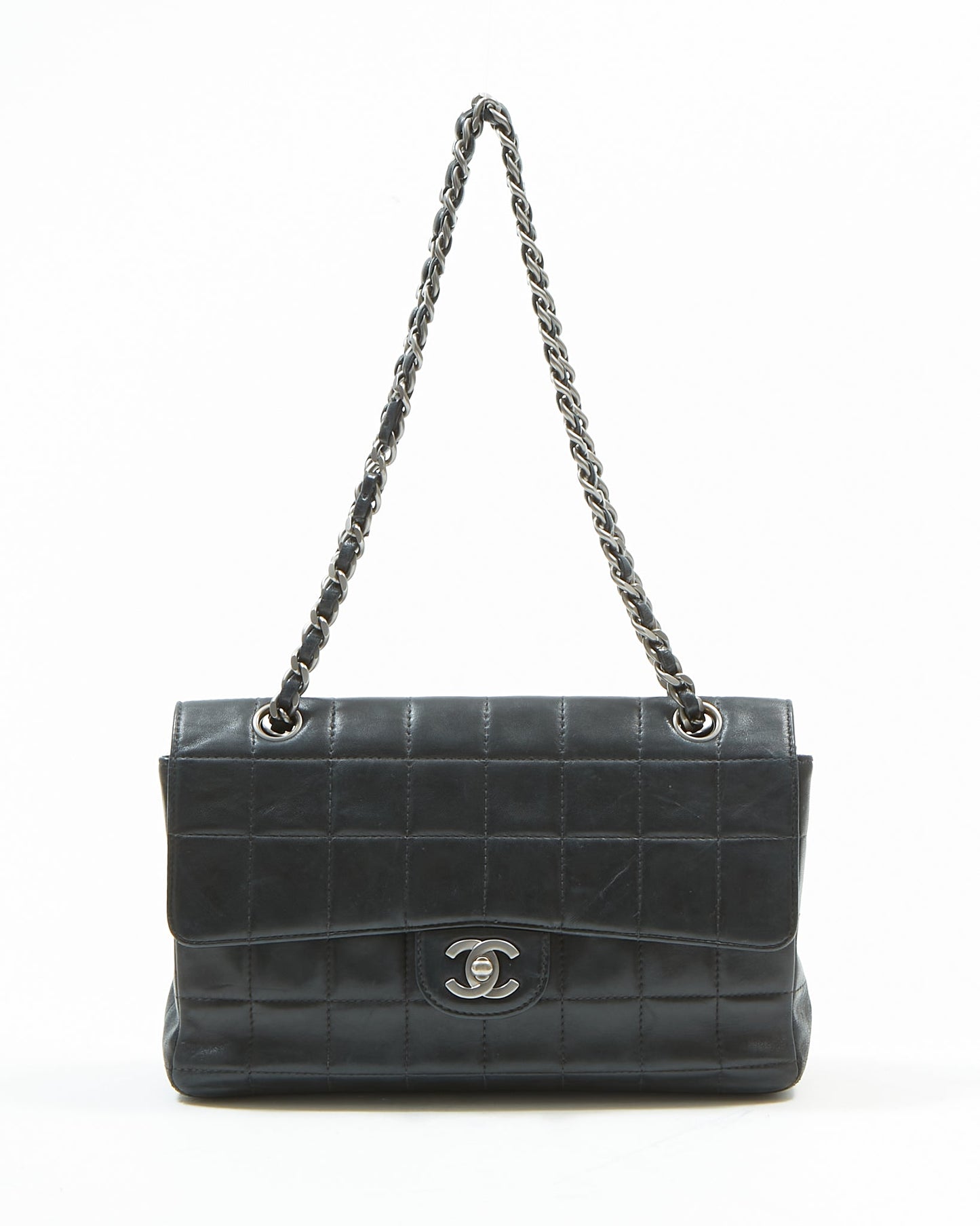 Chanel Black Lambskin Chocolate Bar Single Flap Bag