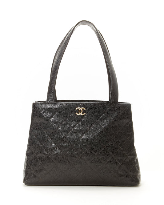 Chanel Black Caviar Quilted Tote Bag