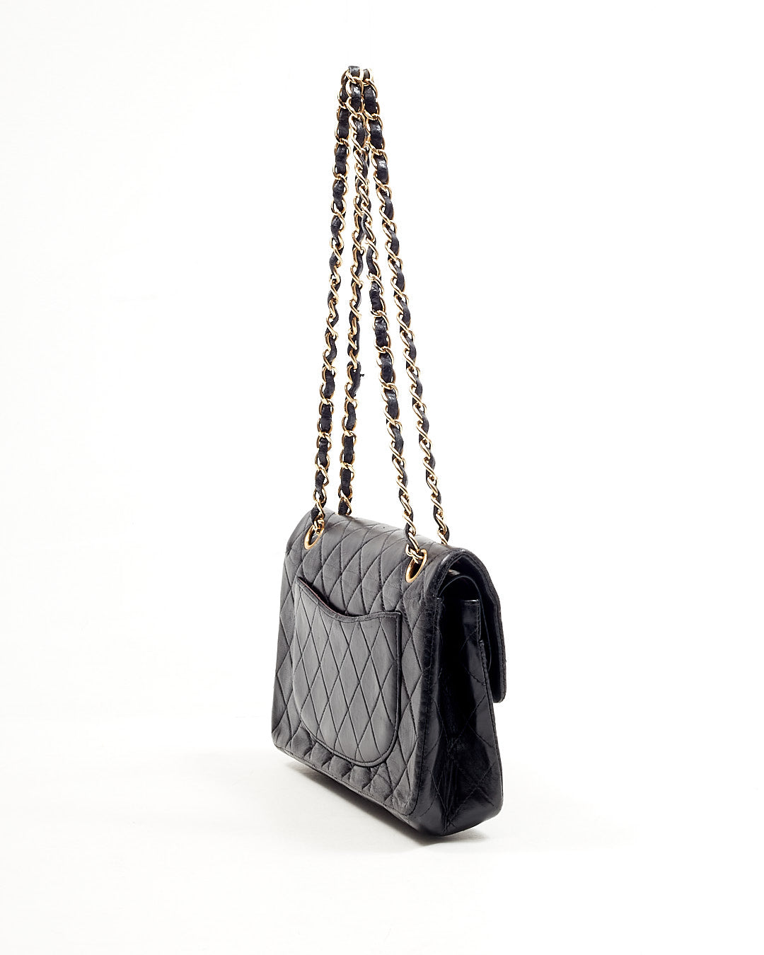 Chanel Black Lambskin 24K Gold Plated Small Classic Double Flap Bag
