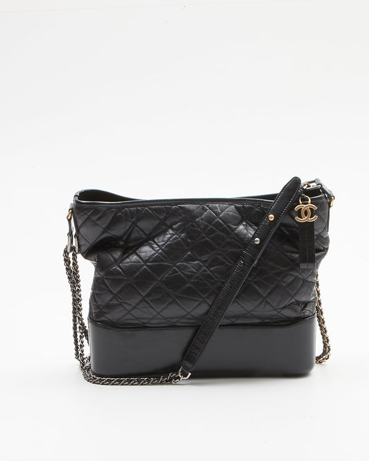 Chanel Black Aged Calfskin Large Hobo Gabrielle Bag