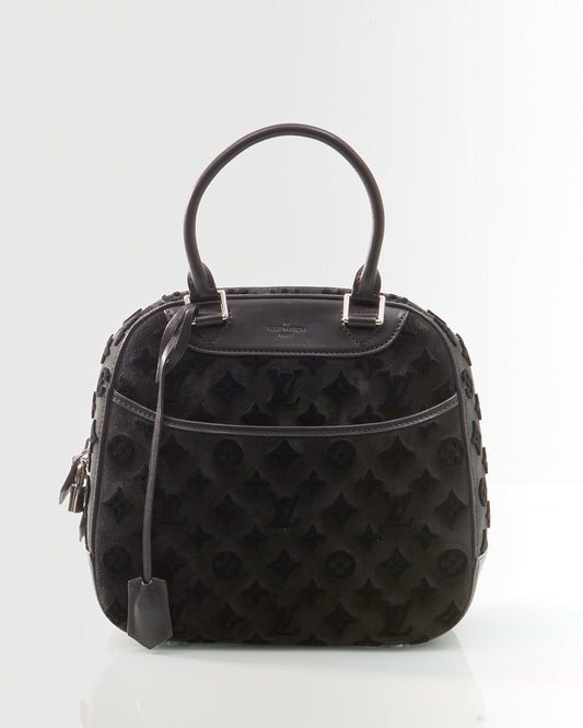 Louis Vuitton Grey Velvet Monogram Tuffetage 2013 Deauville Cube Bag