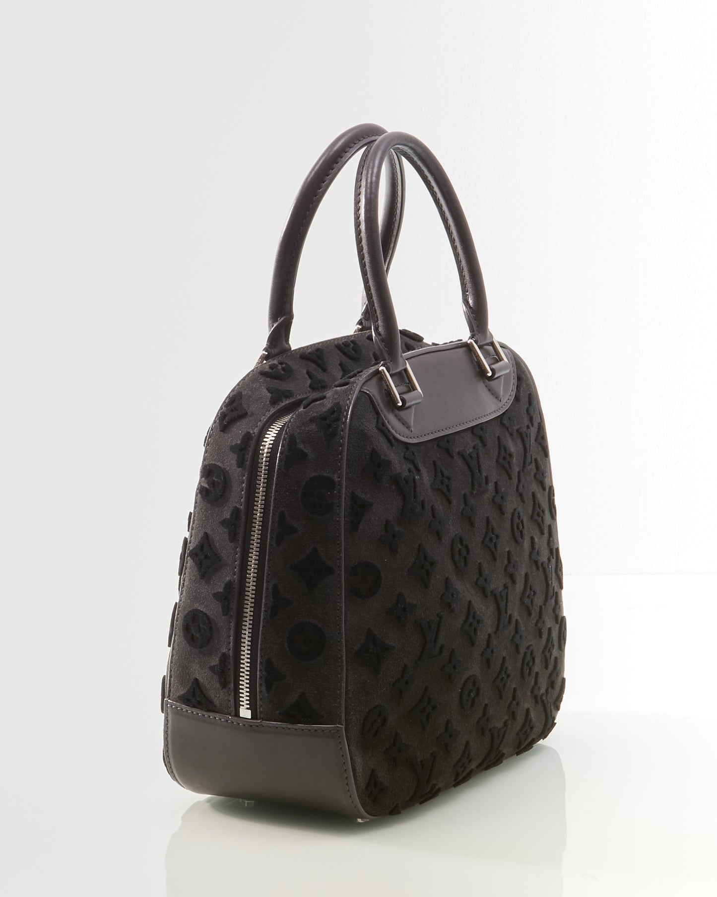 Louis Vuitton Grey Velvet Monogram Tuffetage 2013 Deauville Cube Bag