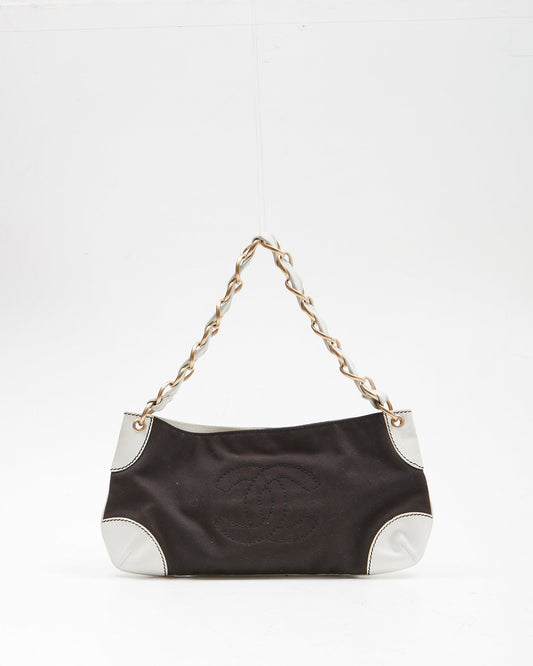 Chanel Black Denim CC Stitch Shoulder Bag