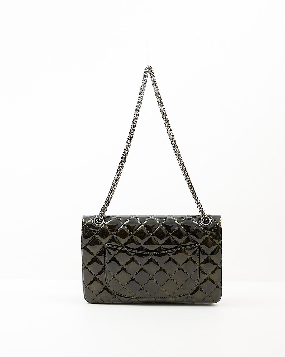Chanel Black Green Irridescent Patent Reissue 226 Double Flap Bag