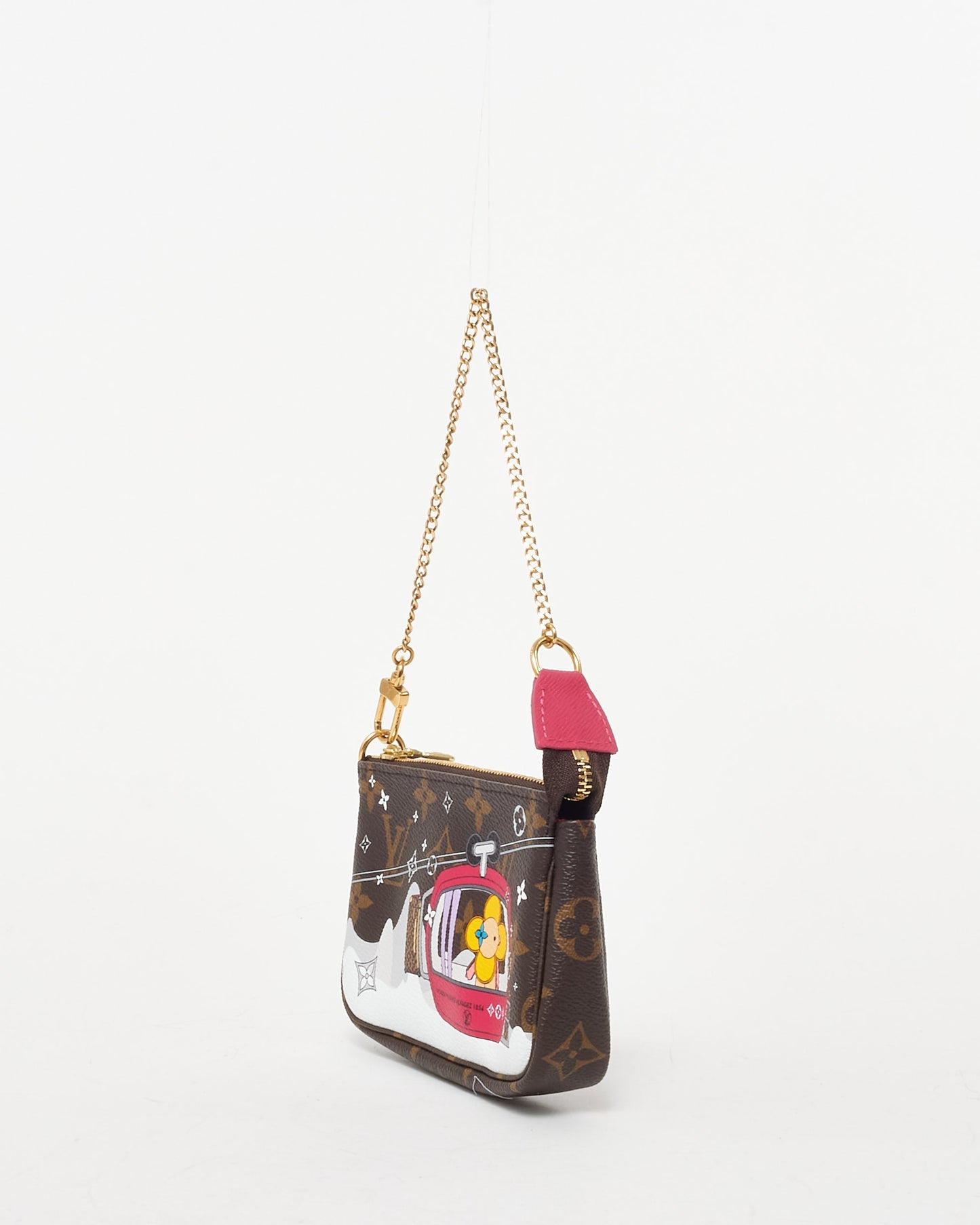 Louis Vuitton Brown Monogram Coated Canvas Christmas Animation Courchevel Mini Pochette Accessoires Bag