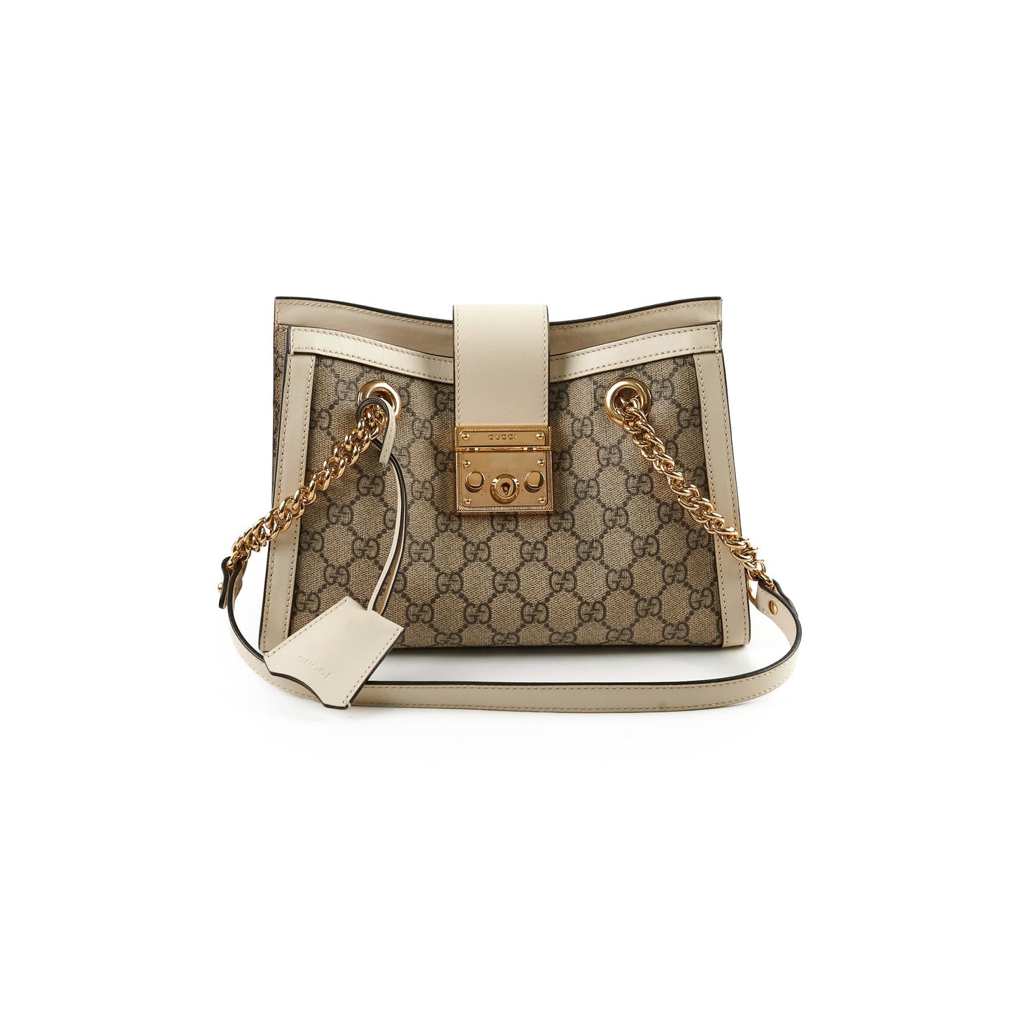  Gucci Small Padlock Shoulder Bag GG Supreme/White