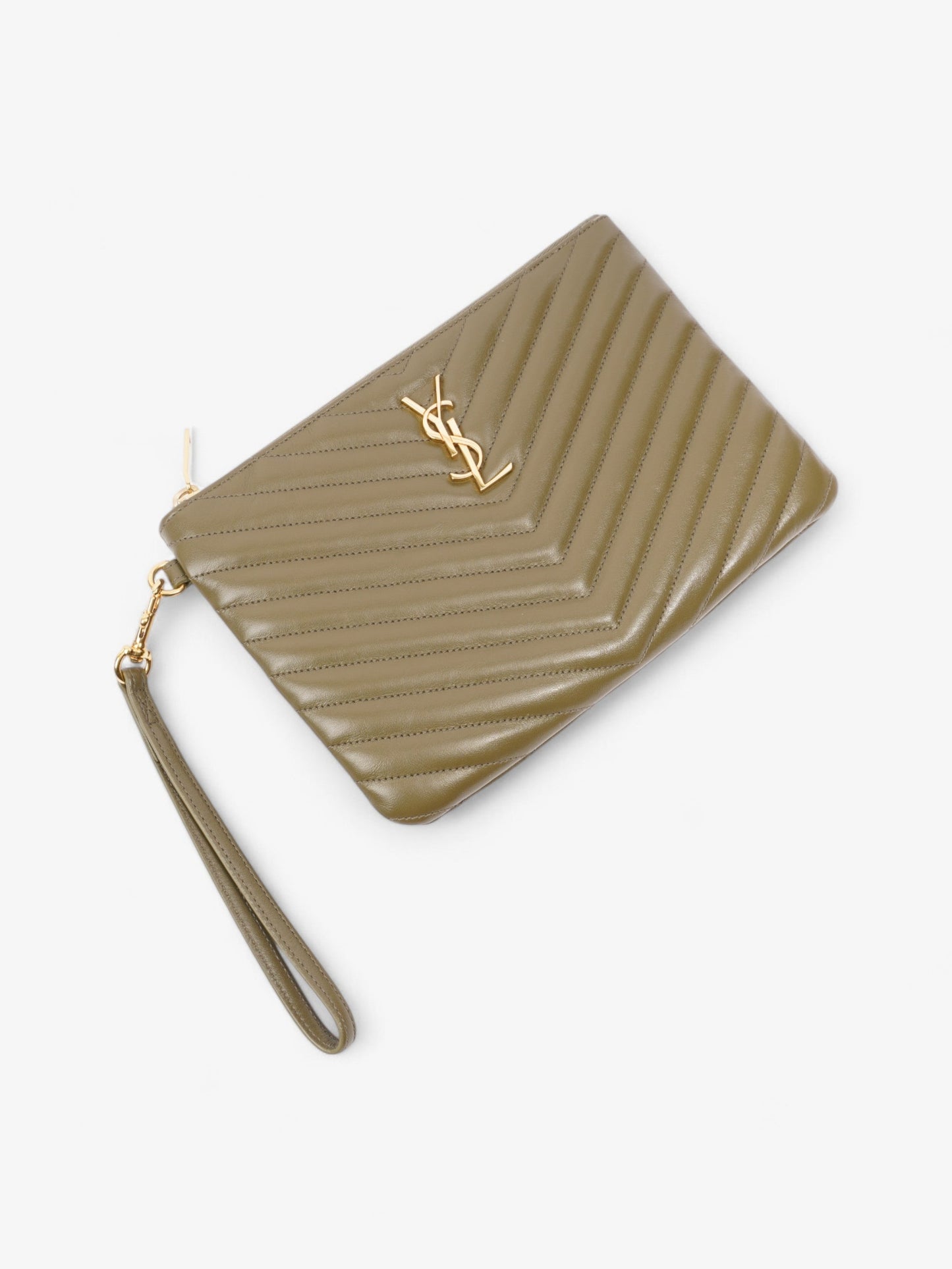 Saint Laurent Cassandra Pouch Khaki Matelasse Leather
