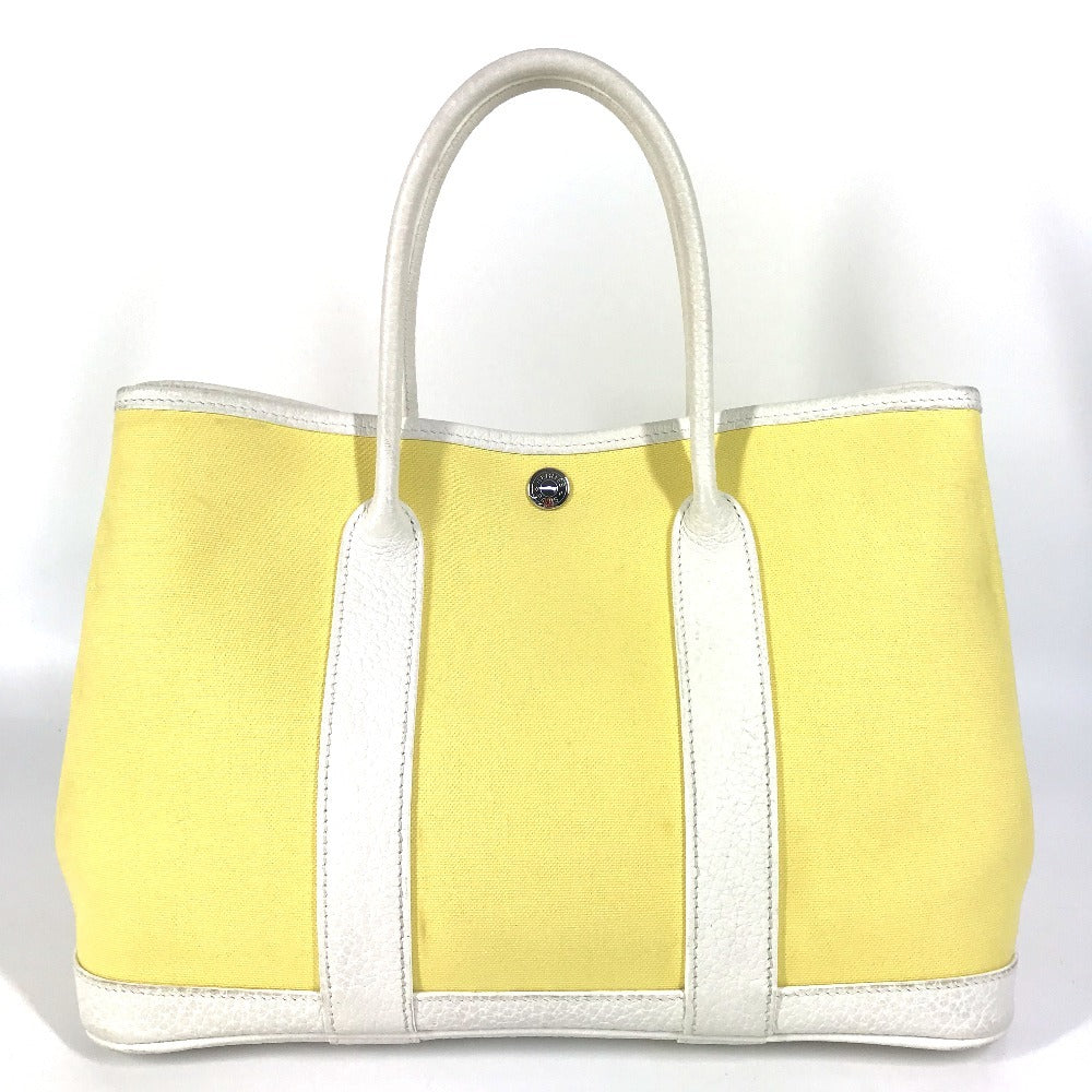 HERMES Handbag Toile H, Leather yellow Garden Party TPM Garden Party TPM