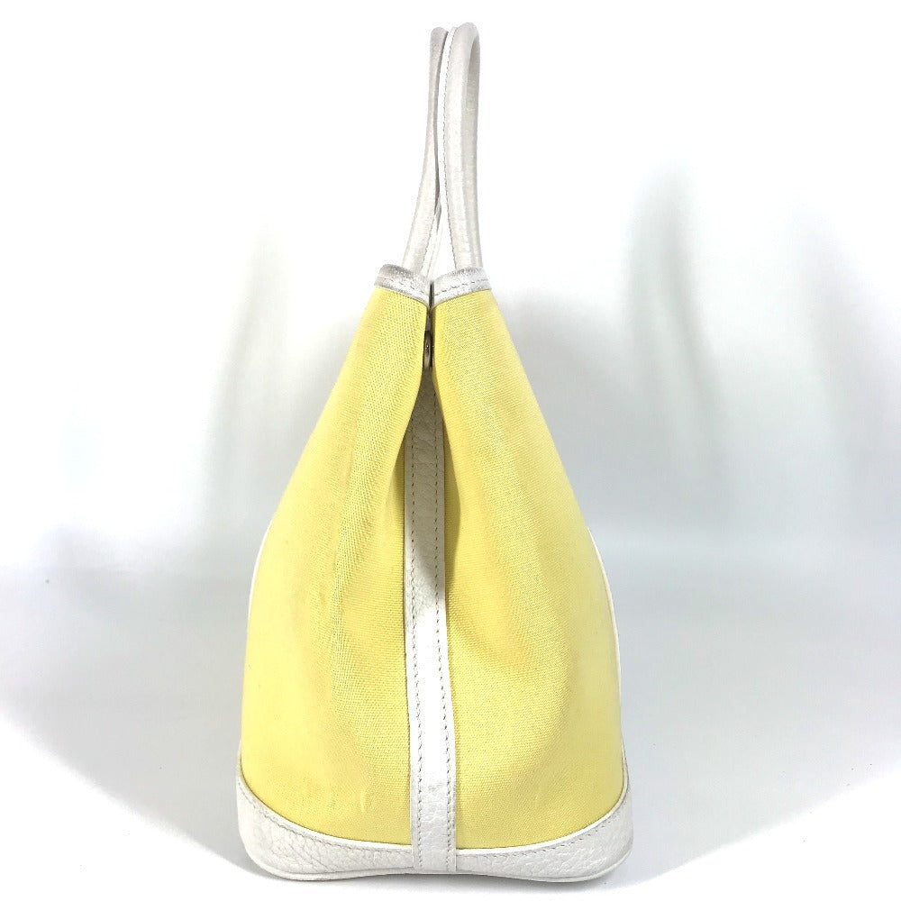 HERMES Handbag Toile H, Leather yellow Garden Party TPM Garden Party TPM