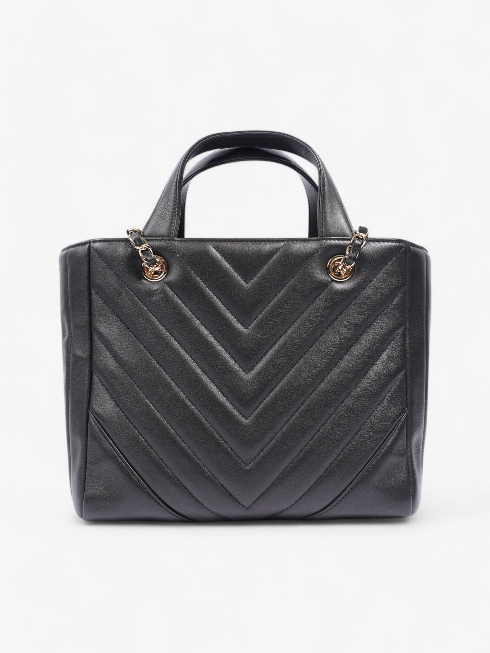 Chanel Shopping Tote Black Calfskin Leather Small