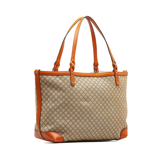 Gucci Tan Leather Canvas Tote Style 4