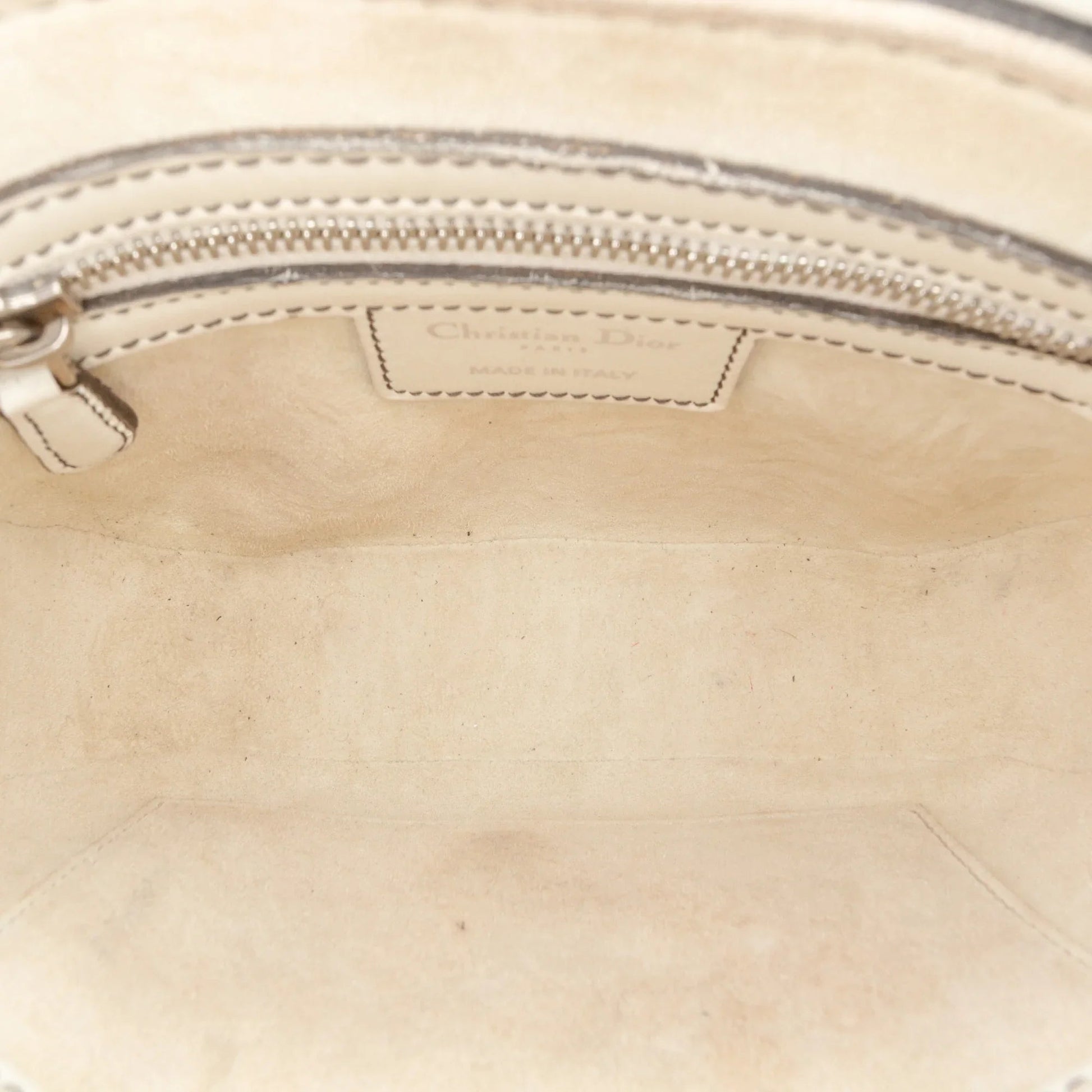 White Dior Mini Leather D Fence Saddle Bag