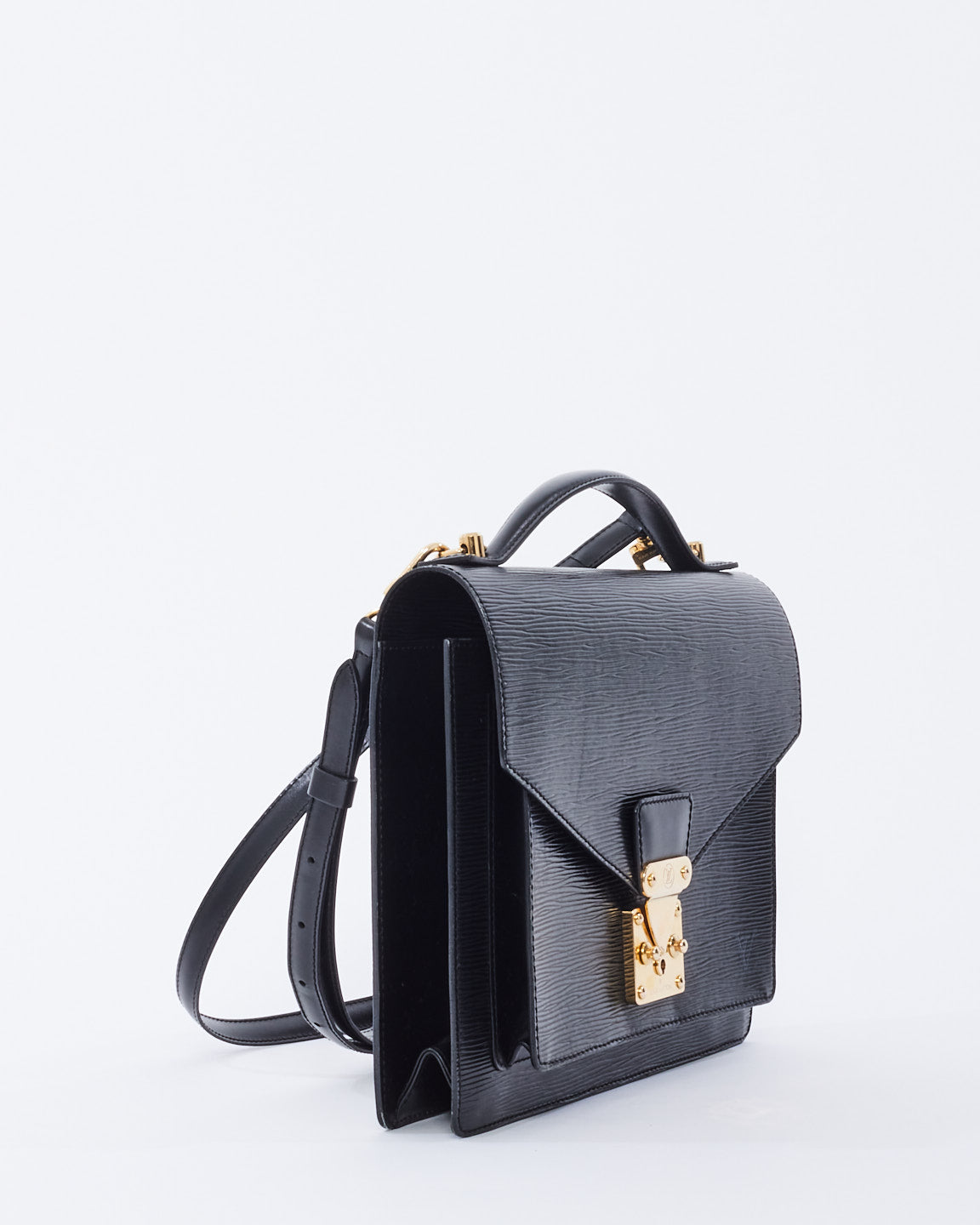 Louis Vuitton Black Epi Leather Monceau 28 Convertible Top Handle Bag