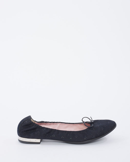 Louis Vuitton Black Monogram Satin Ballet Flats 39.5