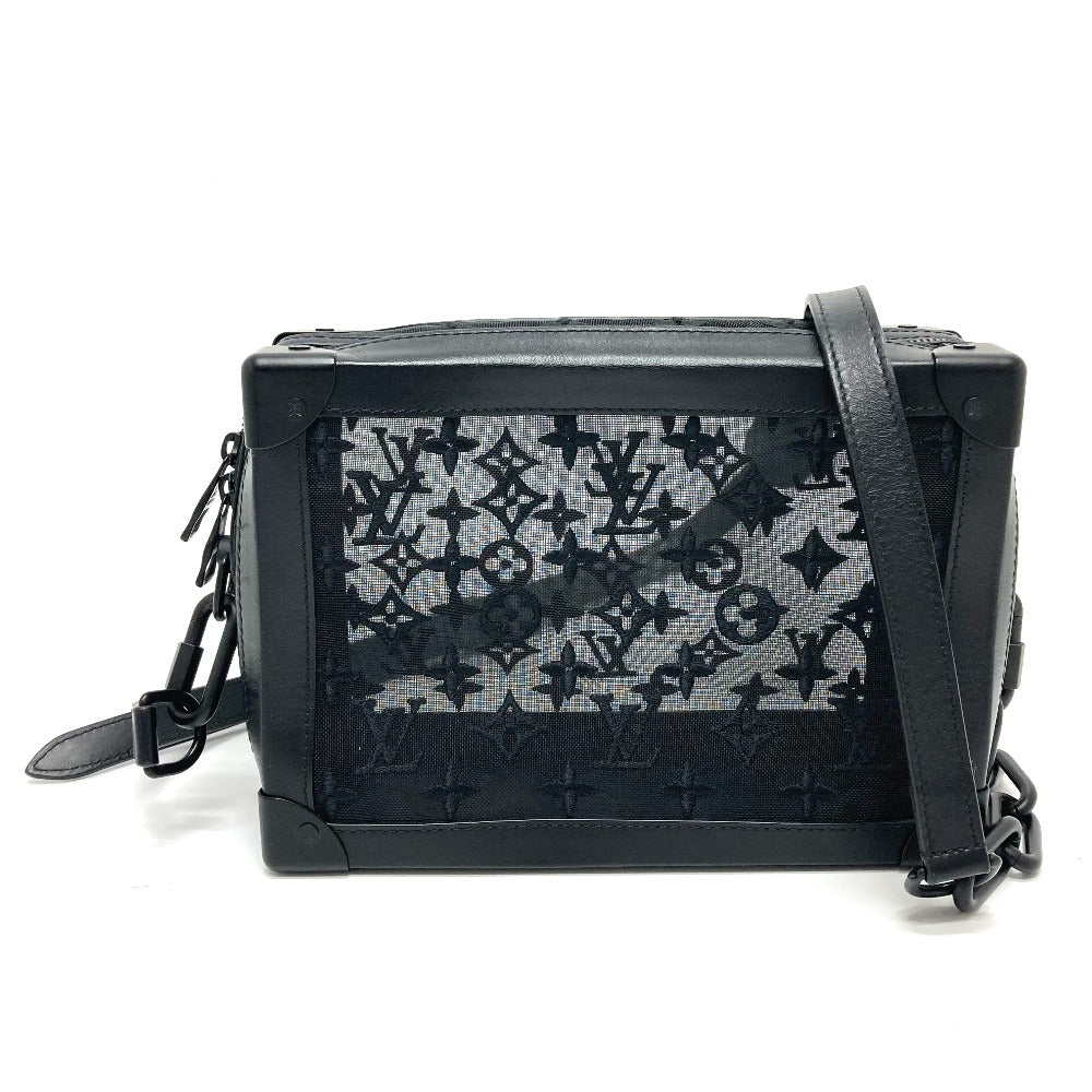 LOUIS VUITTON Shoulder Bag Mesh / leather black Monogram Embroidery Mesh Soft Trunk