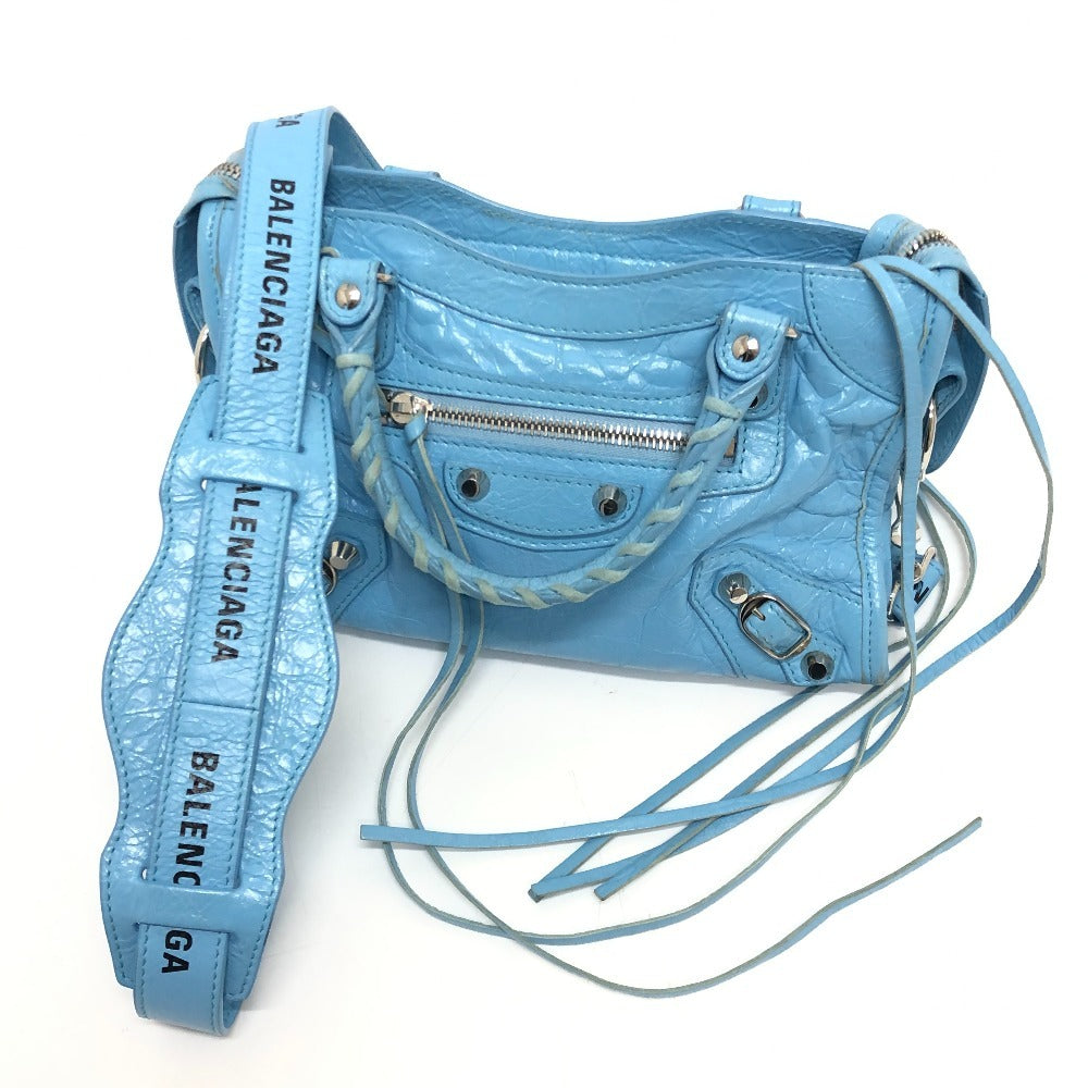 BALENCIAGA Handbag 300295 leather Light blue Classic Mini City Women