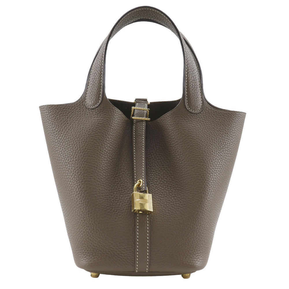 HERMES Handbag Taurillon Clemence Gold Metal Picotan Rock 18 PM